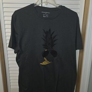Banana Republic Charcoal Graphic Pineapple Tee with Gold Accent